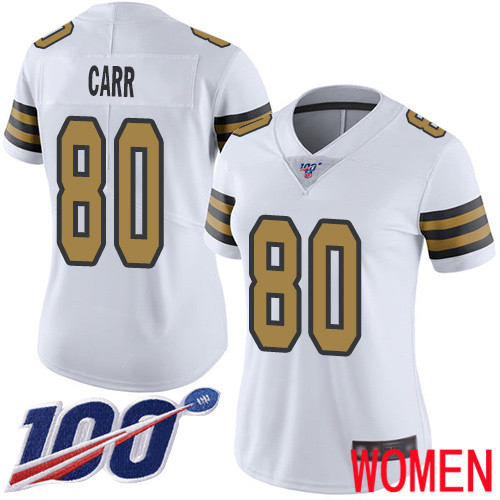 New Orleans Saints Limited White Women Austin Carr Jersey NFL Football 80 100th Season Rush Vapor Untouchable Jersey